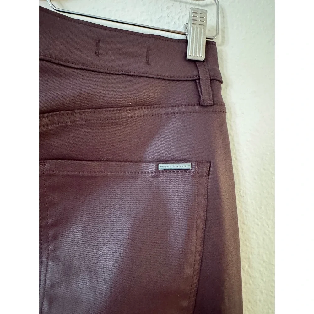 White House Black Market Coated Skinny Pants High Rise 8S Black Cherry Burg NEW